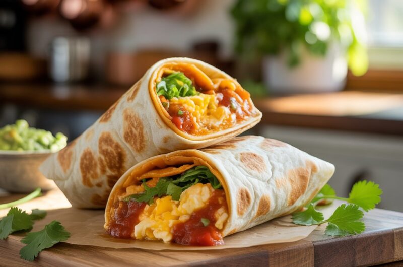 Crispy Air Fryer Breakfast Burritos