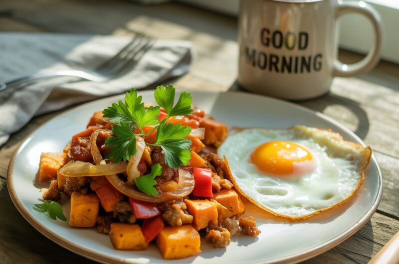 Sweet Potato Hash with Veggies & Turkey Sausage